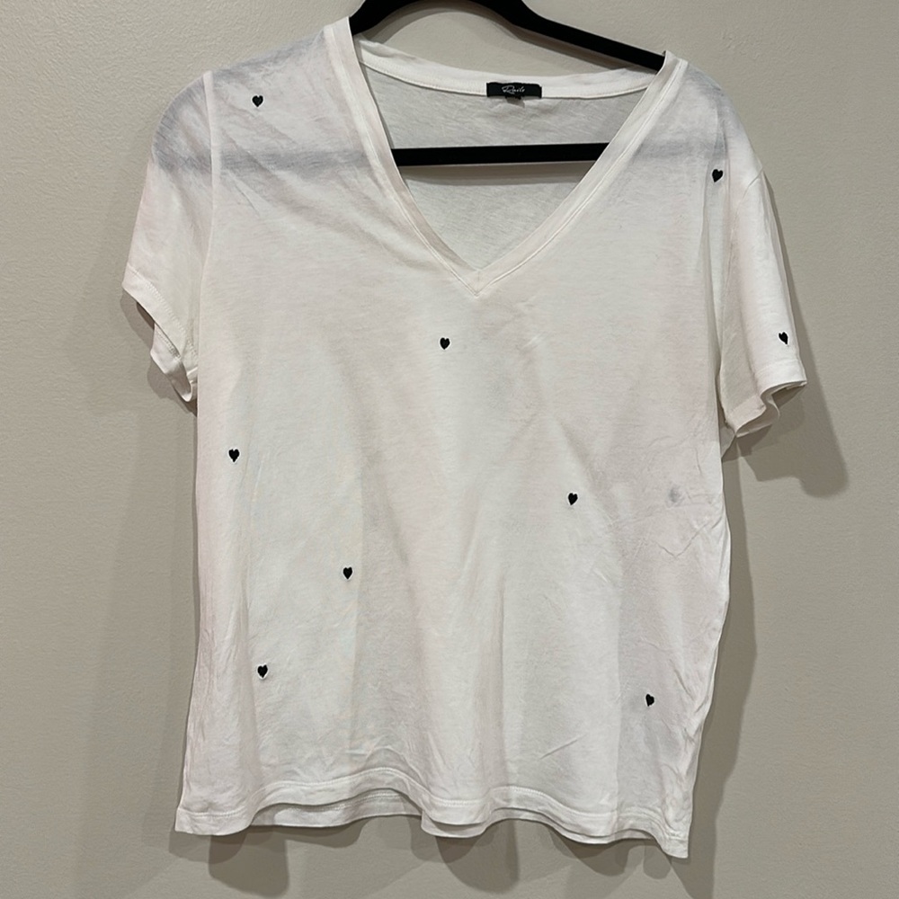 RAILS v neck “Cara” embroidered black mini heart t shirt